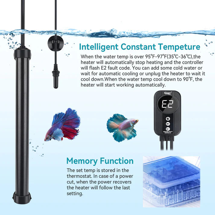 Hygger Titanium Heater with Digital Controller and Temperature Probe